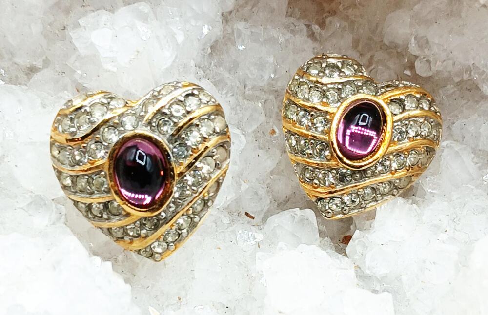 Vintage Richelieu Gold Tone Heart Pierced Earrings